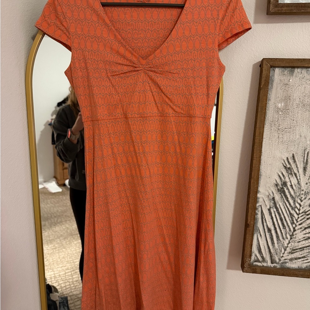 Toad&Co Orange Patterned Midi Dress